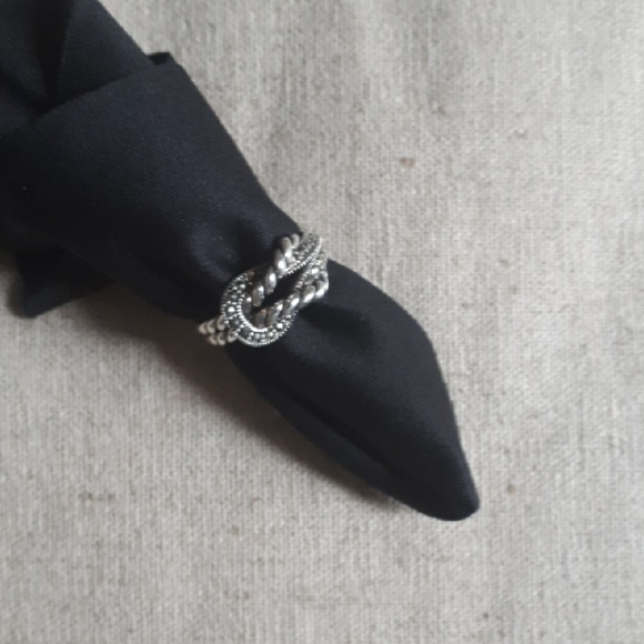 Marc Sterling Silver & Marcasite Twisted Rope Ring - Picture 8 of 9